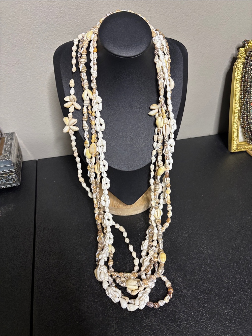 Hilo Hattie Multi-Strand Shell Necklace Cream Gold Tones 5 Bundle Beachy